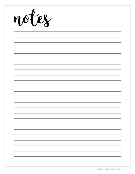 Downloadable Printable Notes Page